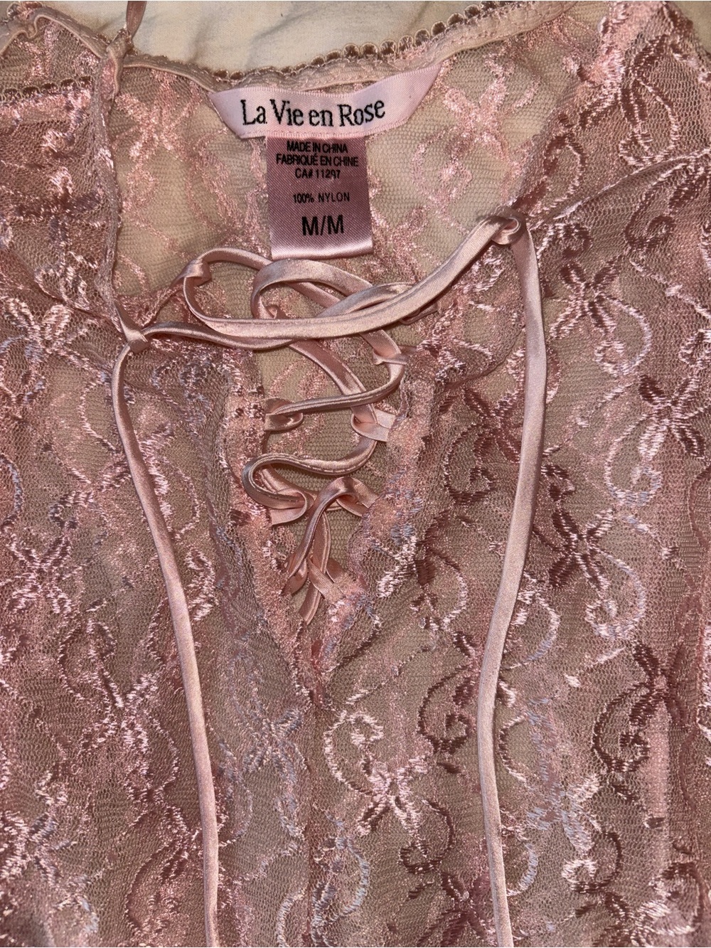La Vie En Rose Dusty Pink Lace slip dress nightgown M coquette fairy y2k - Picture 6 of 8
